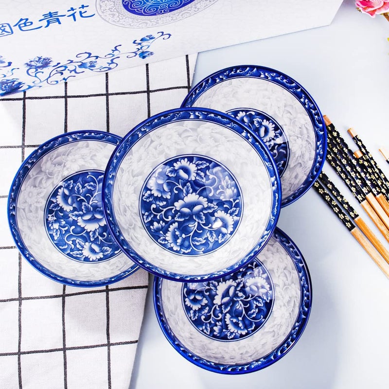 Whitenesser Chinese Bowl and Chopsticks Set of 4 for Rice Soup Sauce Sushi Blue and White Porcelain Cereal Bowls with Delicate Box As a tableware - Image 4